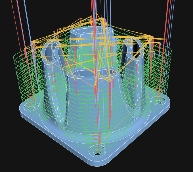 Adaptive clearing toolpath in a pocket